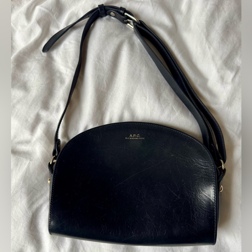 A.P.C. Black Leather Crossbody Bag